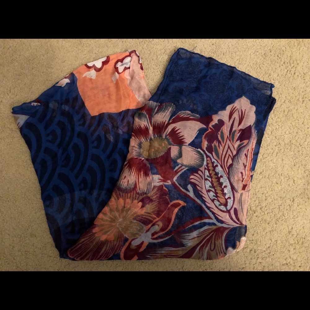 Blue, coral, and light pink scarf!